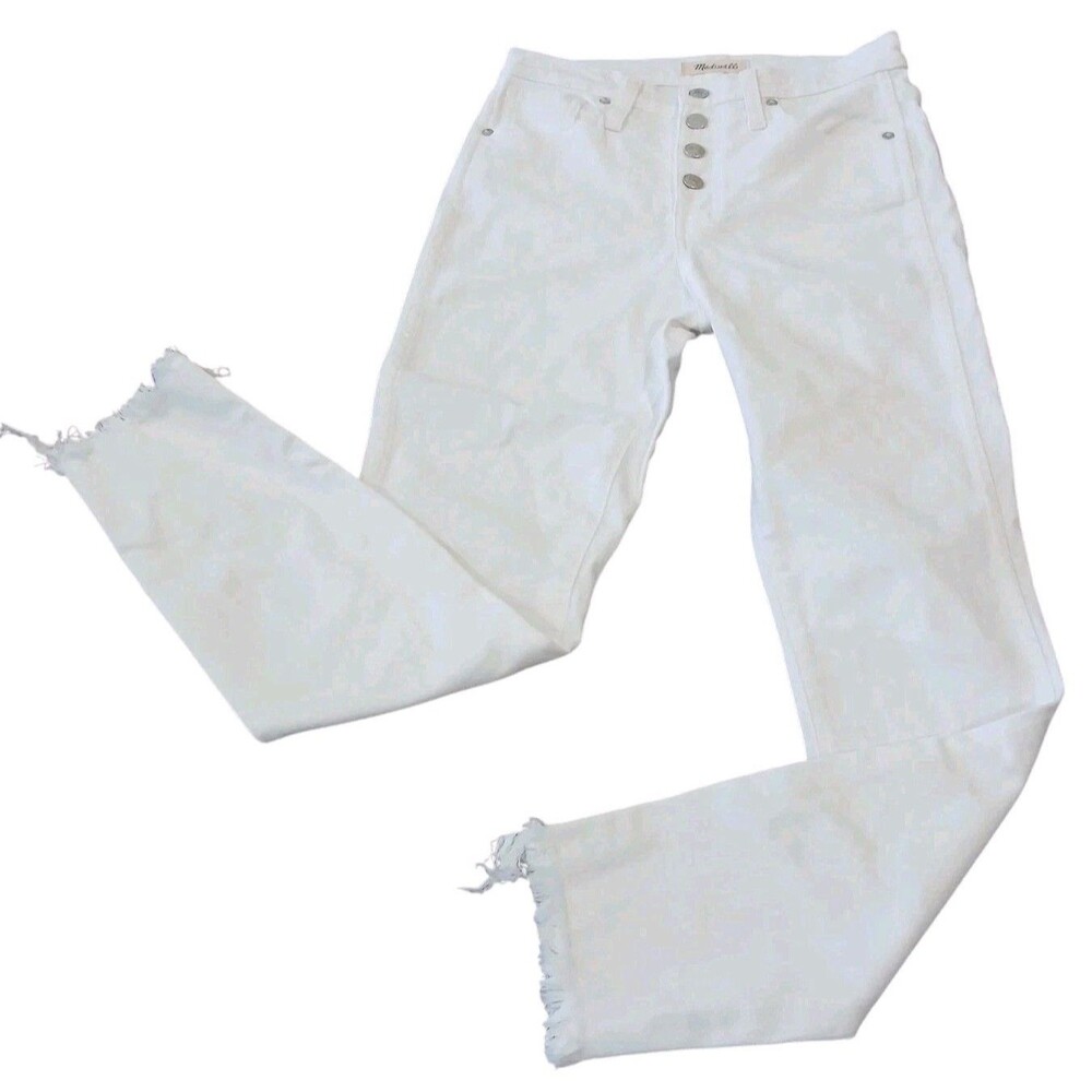 Madewell 9" High-Rise Skinny Crop Jeans Raw Hem Women's Size‎ 26 (26Wx25L) White